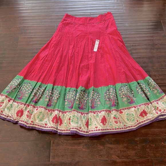 W PINK cotton full maxi skirt lined NWT - Picture 1 of 9
